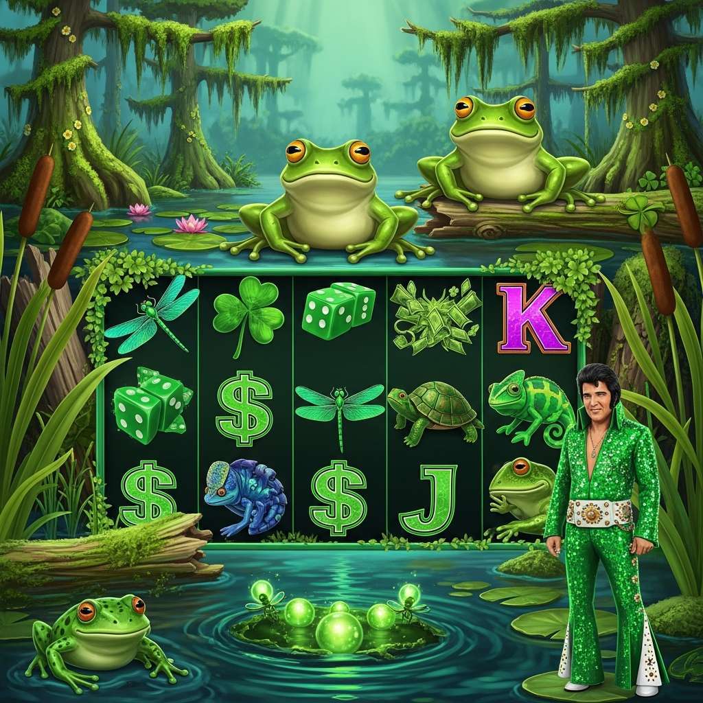 Elvis Frog in Vegas Adults playing cards with chips at a stylish casino table